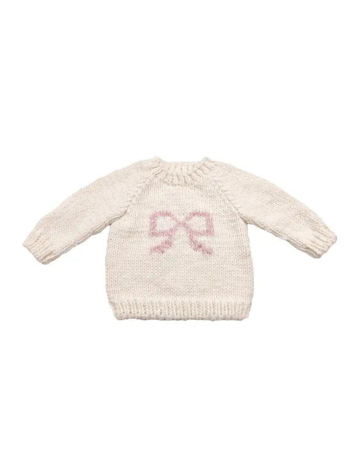Pink & Cream Knit Bow Sweater
