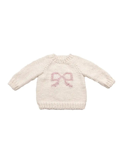 Pink & Cream Knit Bow Sweater