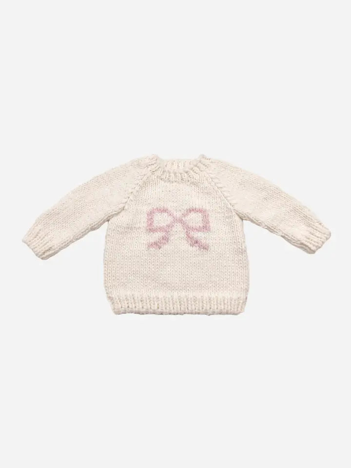 Pink & Cream Knit Bow Sweater