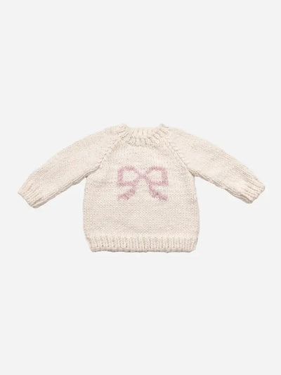 Pink & Cream Knit Bow Sweater
