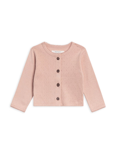 ORGANIC BABY CLARA POINTELLE BUTTON-DOWN CARDIGAN