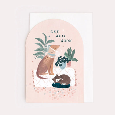 CAT AND DOG GET WELL SOON CARD