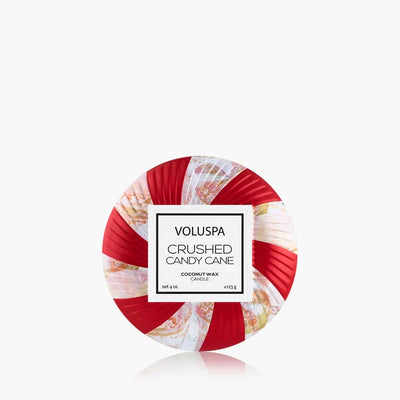 Voluspa Crushed Candy Cane, Tin Candle