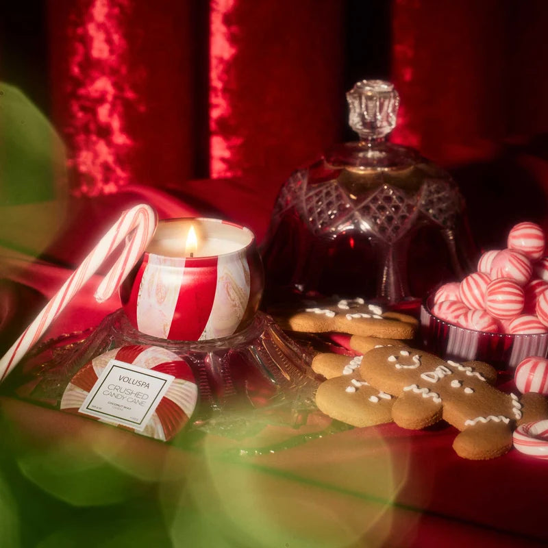 Voluspa Crushed Candy Cane, Tin Candle