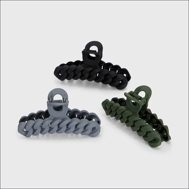 ECO-FRIENDLY CHAIN CLAW CLIP 3 PC SET - BLACK/MOSS