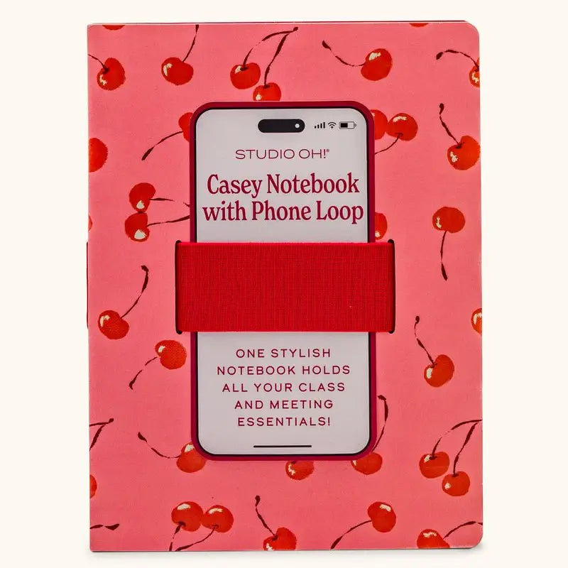 Fresh-Picked Cherries Casey Notebook with Phone Loop