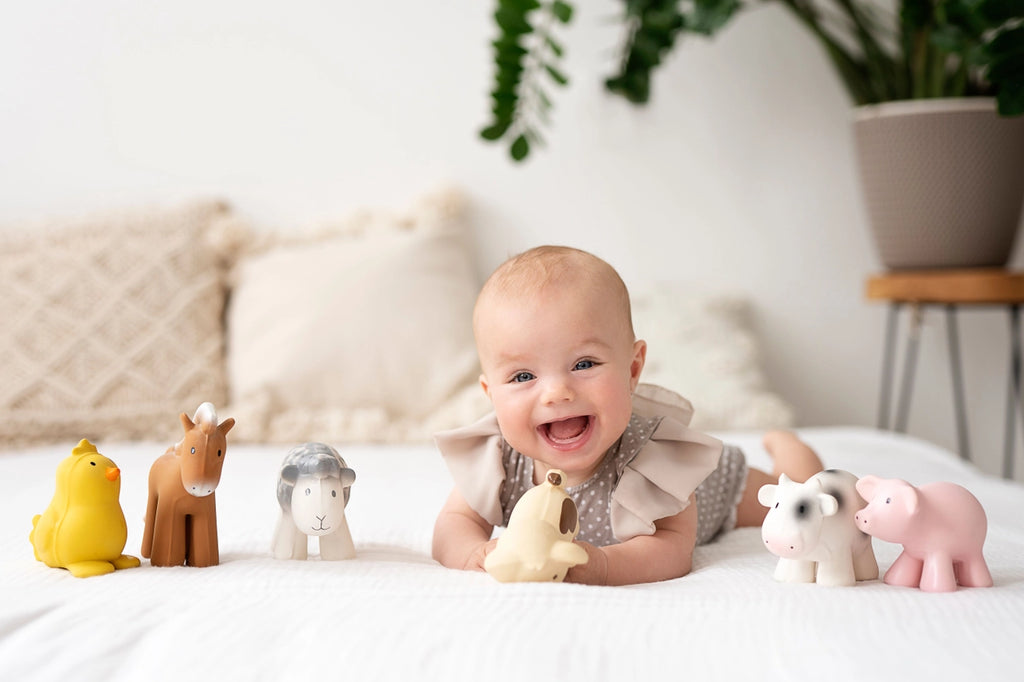 CHICK NATURAL ORGANIC RUBBER TEETHER, RATTLE & BATH TOY