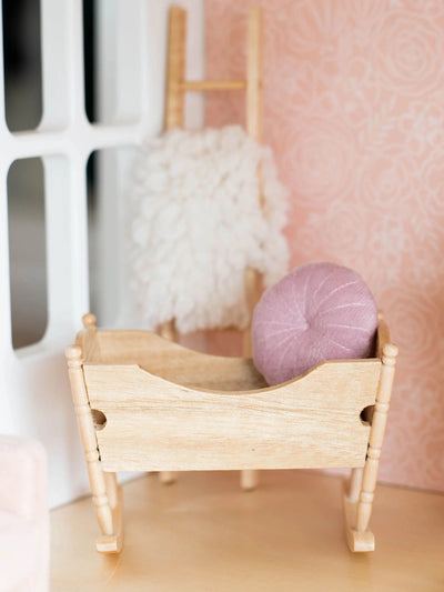 Dollhouse Rocking Nursery Cradle | Natural Wood