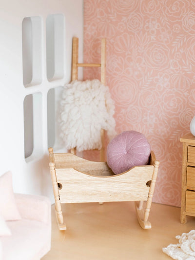 Dollhouse Rocking Nursery Cradle | Natural Wood