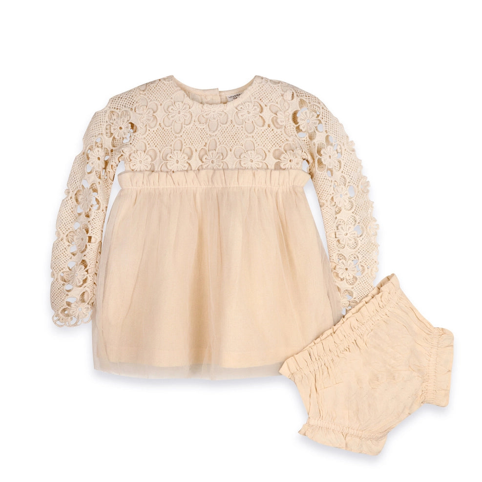 Calla Crochet Lace Baby Tutu Dress & Bloomer - Organic Cotton