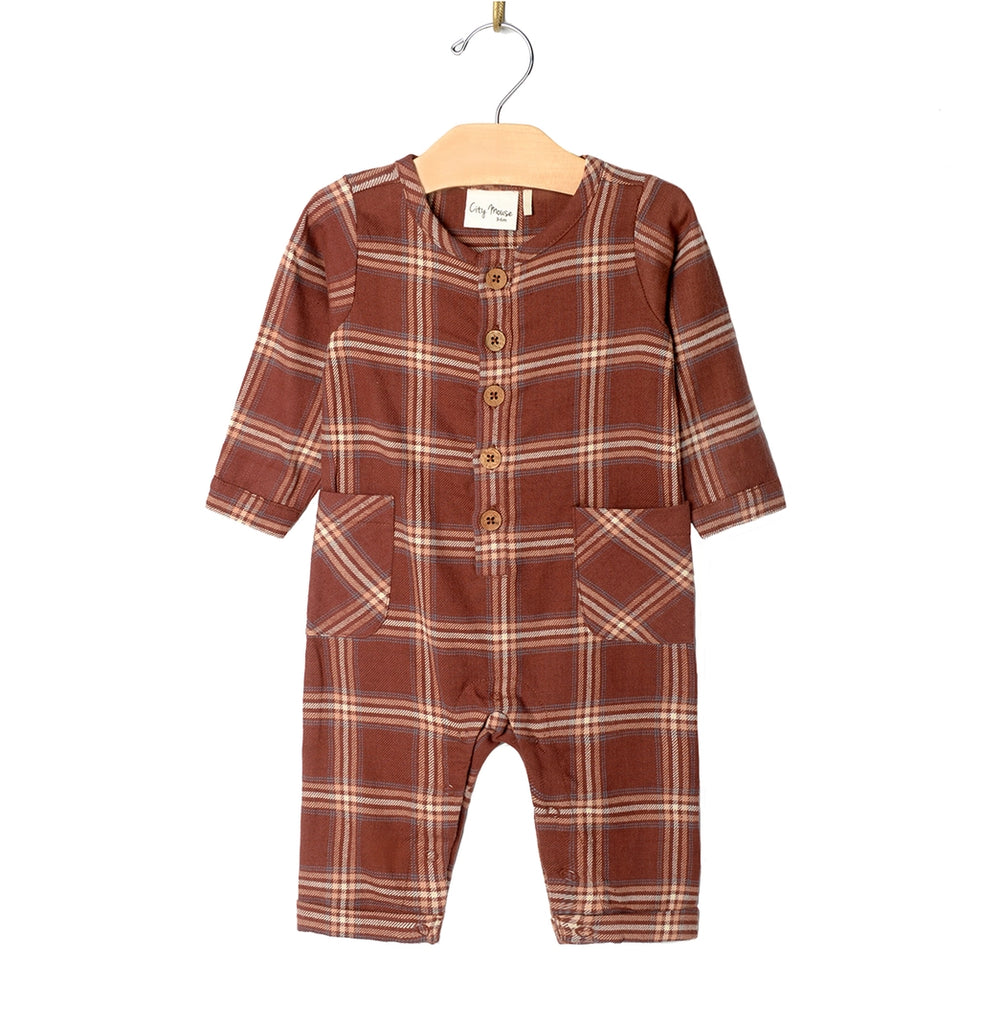 Cargo Long Leg Romper- Fall Rust