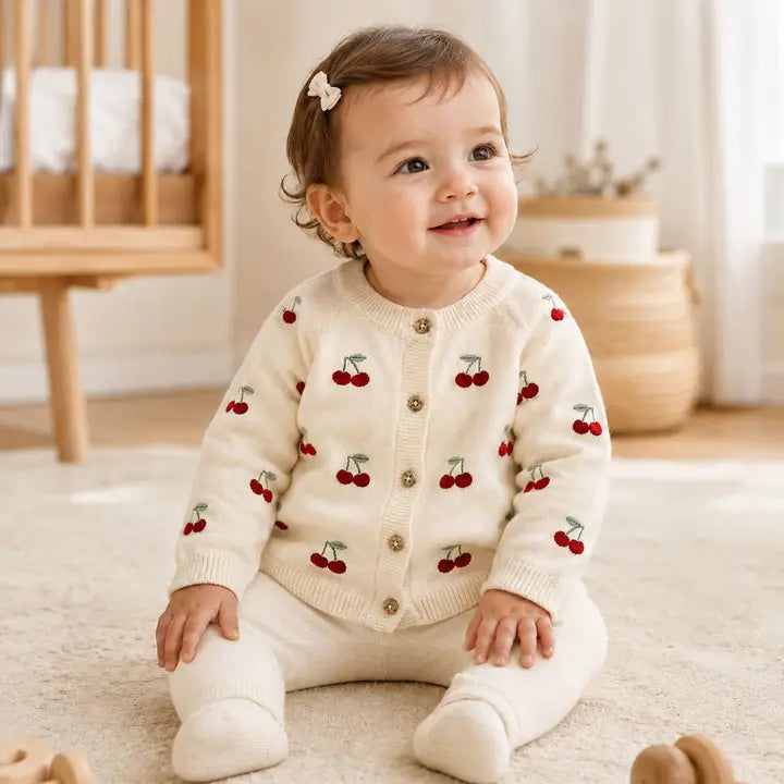 Organic Cherry Embroidered Sweater