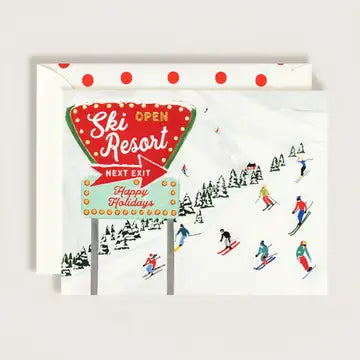 Christmas Holiday Ski Resort Greeting Card