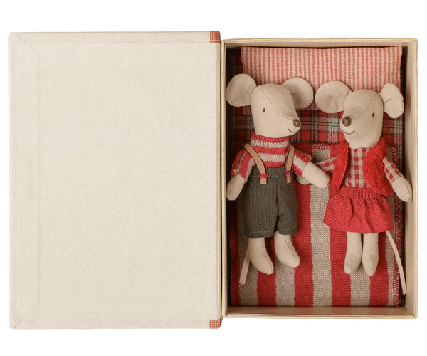 Christmas Twin Mice, Little Sister And Brother In Book