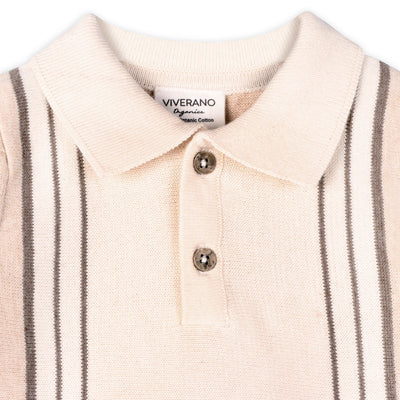 Classic Stripe Polo Knit Baby Pullover & Pant Set - Organic