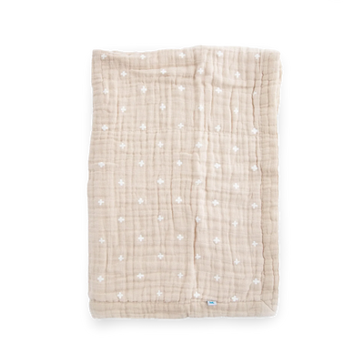 Cotton Muslin Baby Quilt - Taupe Cross