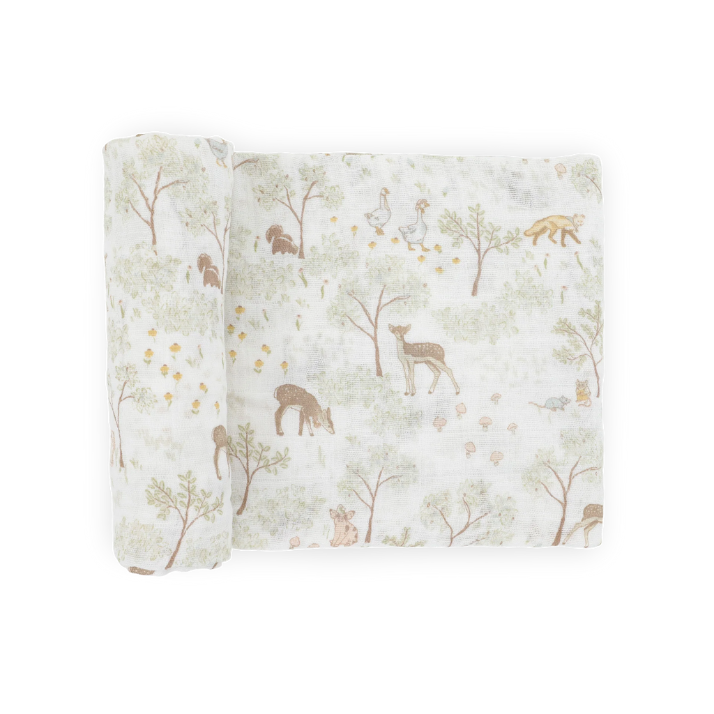 Cotton Muslin Swaddle Blanket - Woodland Friends