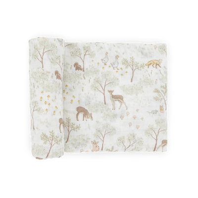 Cotton Muslin Swaddle Blanket - Woodland Friends