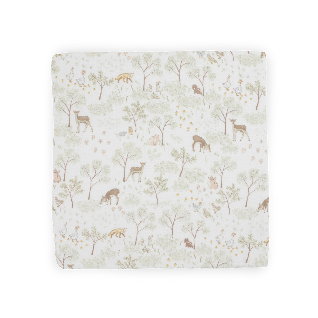Cotton Muslin Swaddle Blanket - Woodland Friends