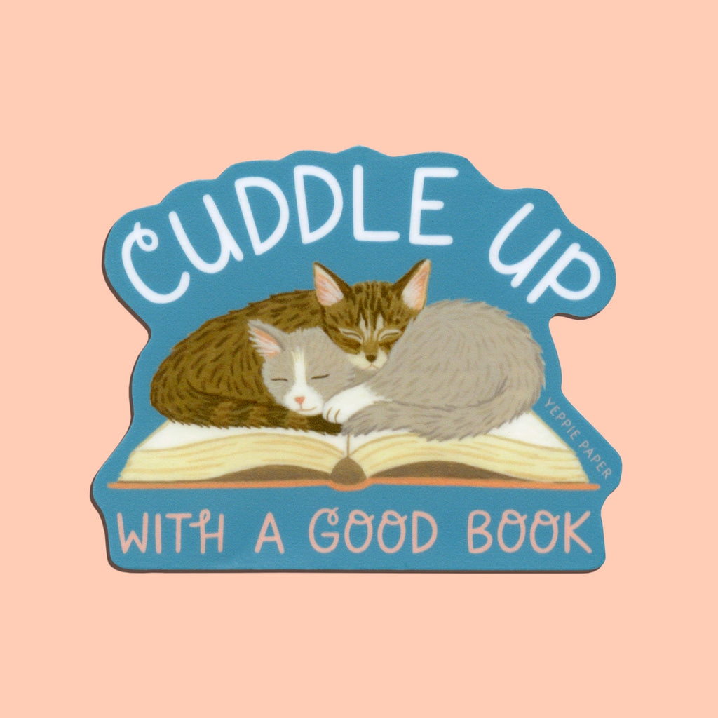 Cuddle Up with A Good Book Kittens Sticker