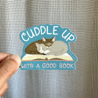 Cuddle Up with A Good Book Kittens Sticker