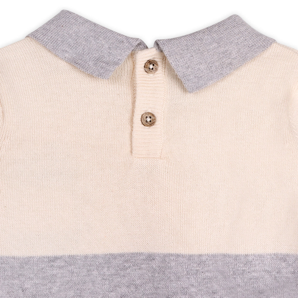 Cuddly Bear Applique Sweater Knit Collar Baby Pullover