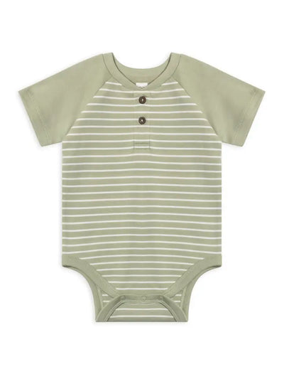 ORGANIC BABY SOSA RAGLAN BODYSUIT - DAVIS STRIPE/MINT