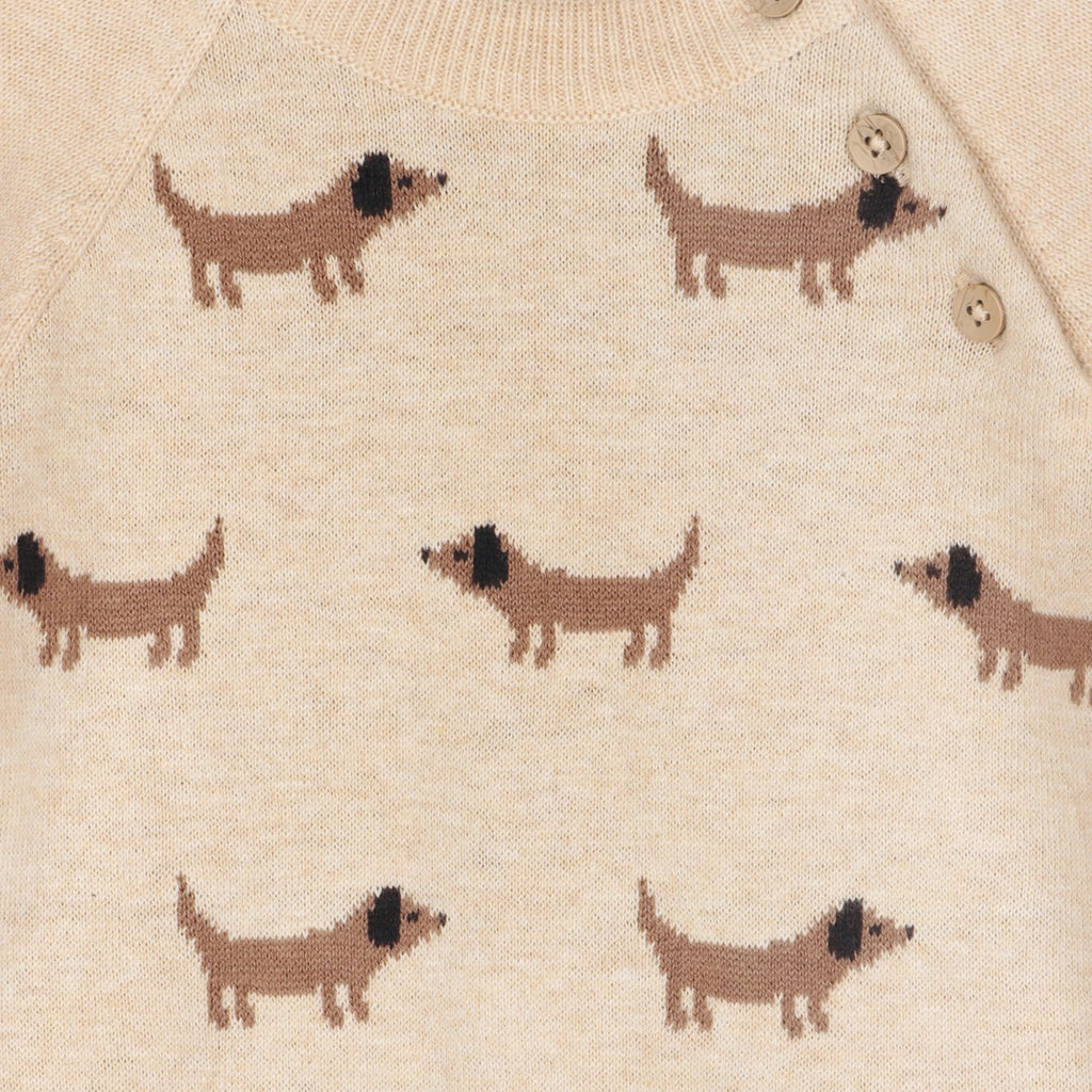 Doxie Dog Jacquard Knit Baby Raglan Pullover - Organic Cotton