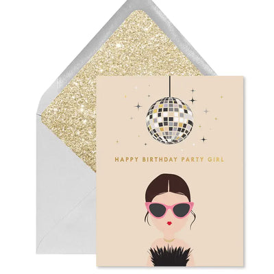 DISCO PARTY GIRL BIRTHDAY GREETING CARD