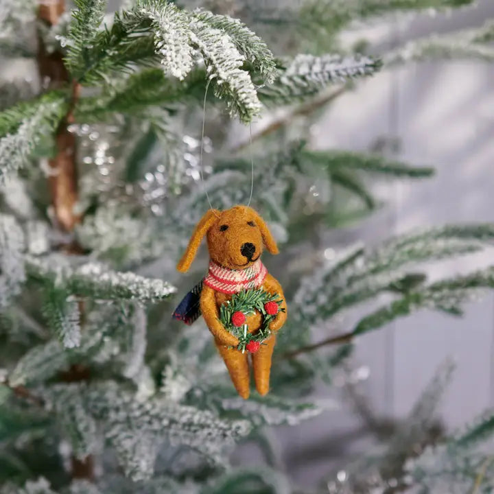 Wreath Dog Critter Ornament