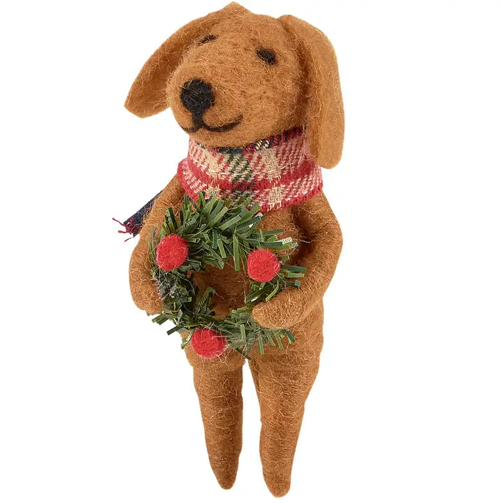 Wreath Dog Critter Ornament