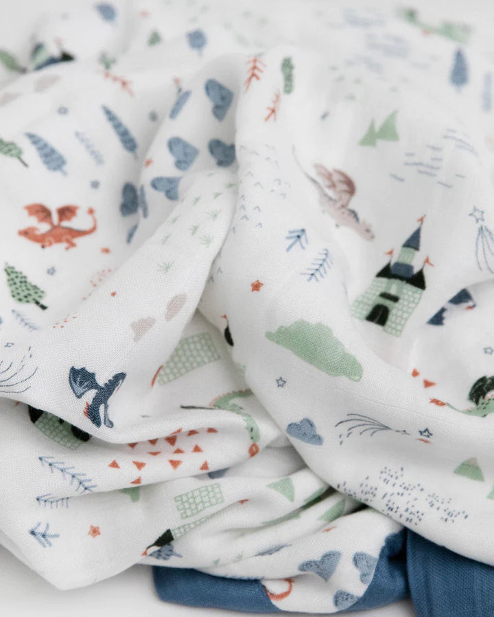 DELUXE MUSLIN BABY QUILT - DRAGON DAYS