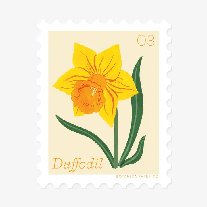 Daffodil, March Flower | Stamp-Style Vinyl Sticker
