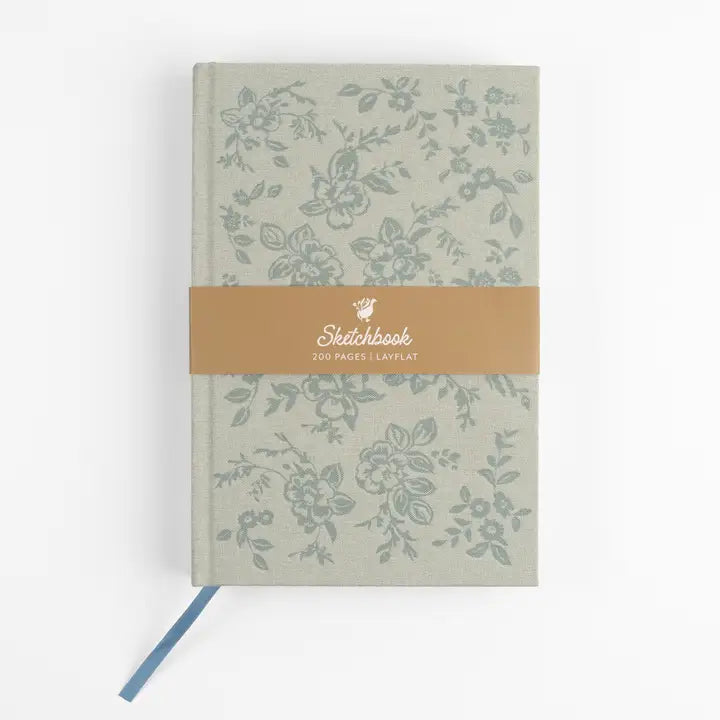 Daydreamer Linen Sketchbook - Embossed Green Floral Journal