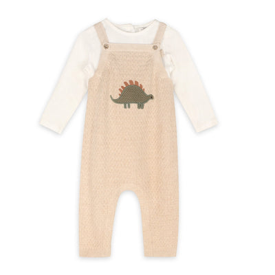 Organic Dino Embroidered Baby Knit Overall Set
