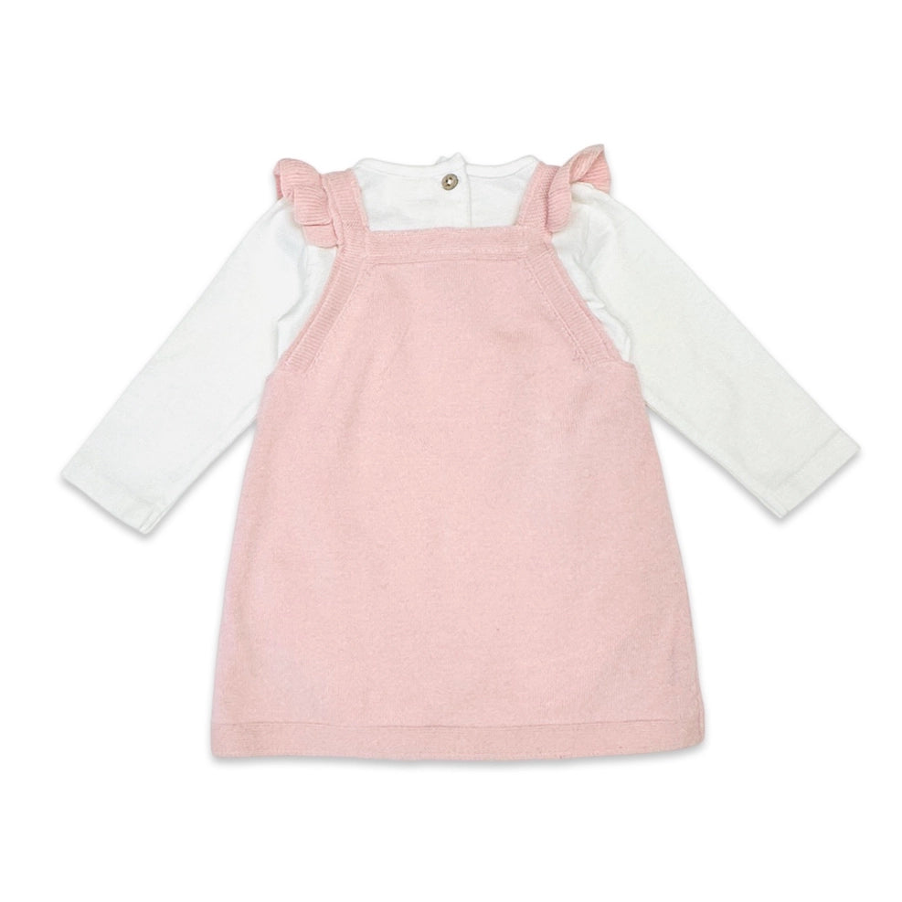Ditsy Floral Embroidered Tunic Baby Knit Dress Set - Organic