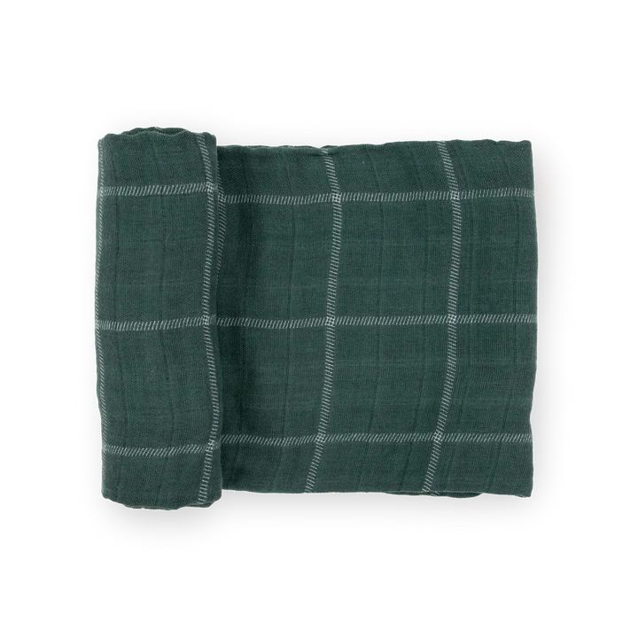 COTTON MUSLIN SWADDLE - EVERGREEN PLAID