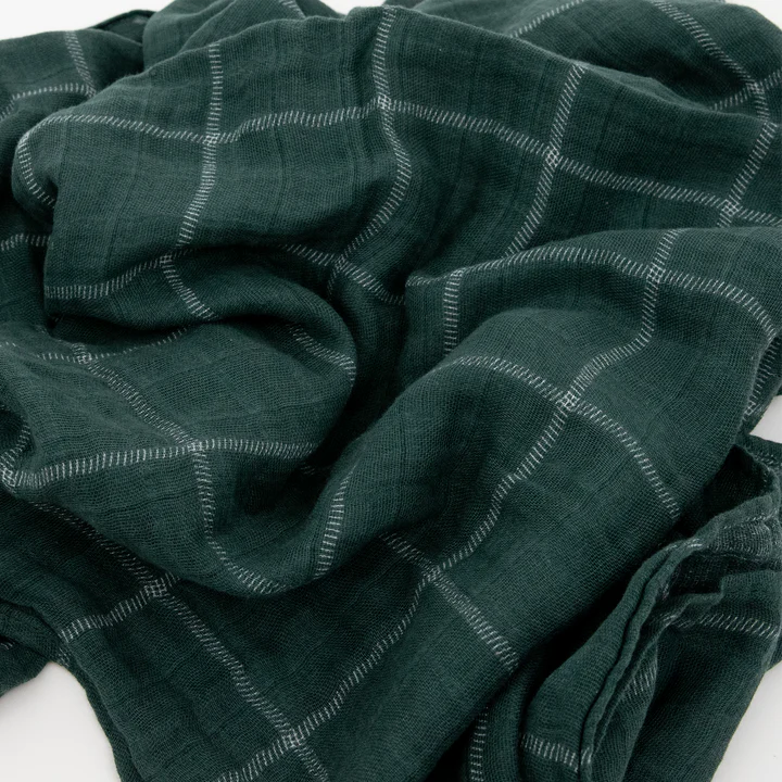 COTTON MUSLIN SWADDLE - EVERGREEN PLAID
