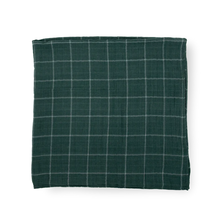 COTTON MUSLIN SWADDLE - EVERGREEN PLAID