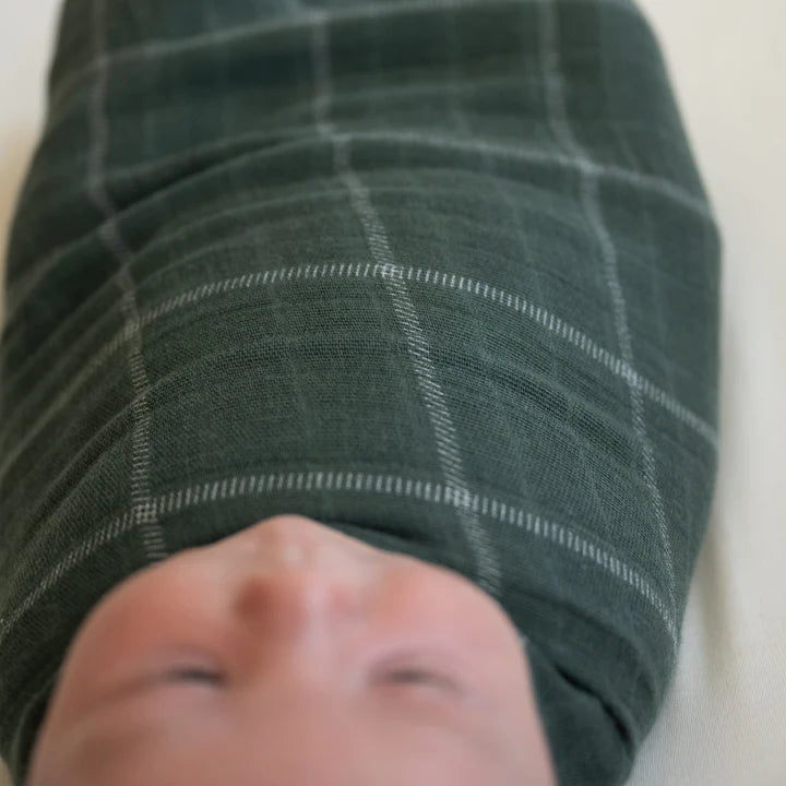COTTON MUSLIN SWADDLE - EVERGREEN PLAID