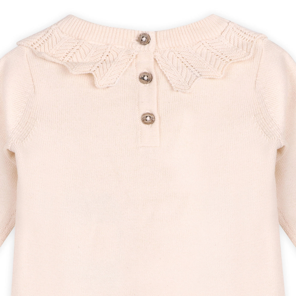 Emma Floral Embroidered Knit Baby Ruffle Dress - Organic