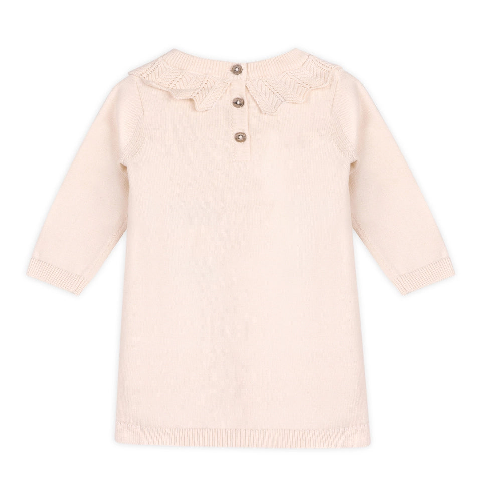 Emma Floral Embroidered Knit Baby Ruffle Dress - Organic