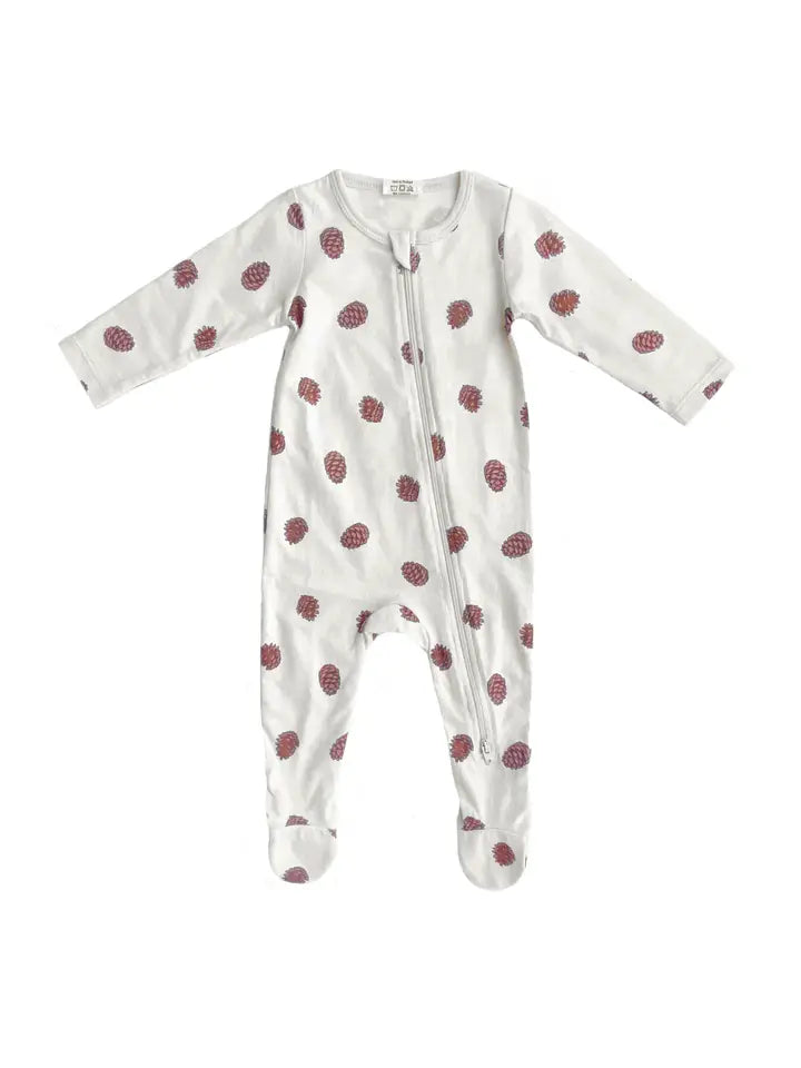 PNW Baby Gathered Button Romper - Pinecones