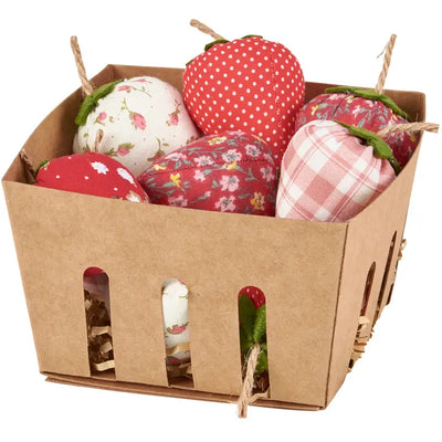 FABRIC STRAWBERRIES IN  BASKET