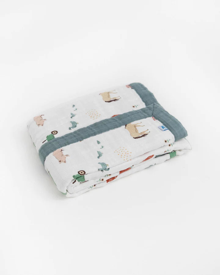 COTTON MUSLIN BABY QUILT - FARMYARD