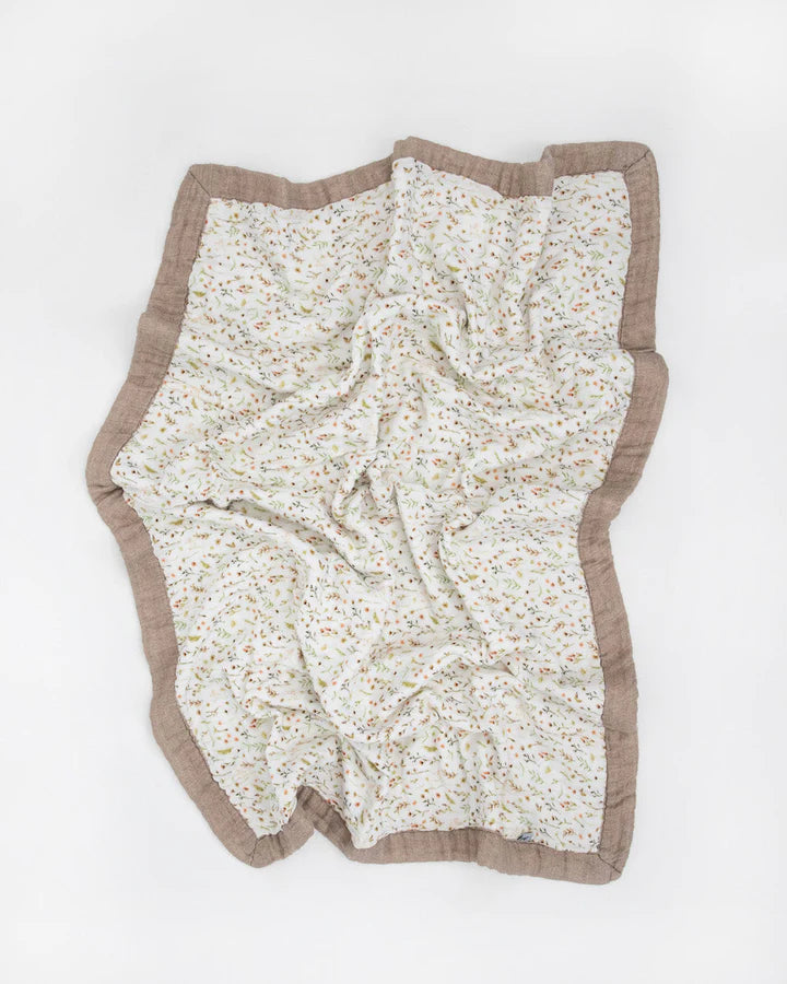 ORGANIC COTTON MUSLIN BABY QUILT - FLORAL FIELD