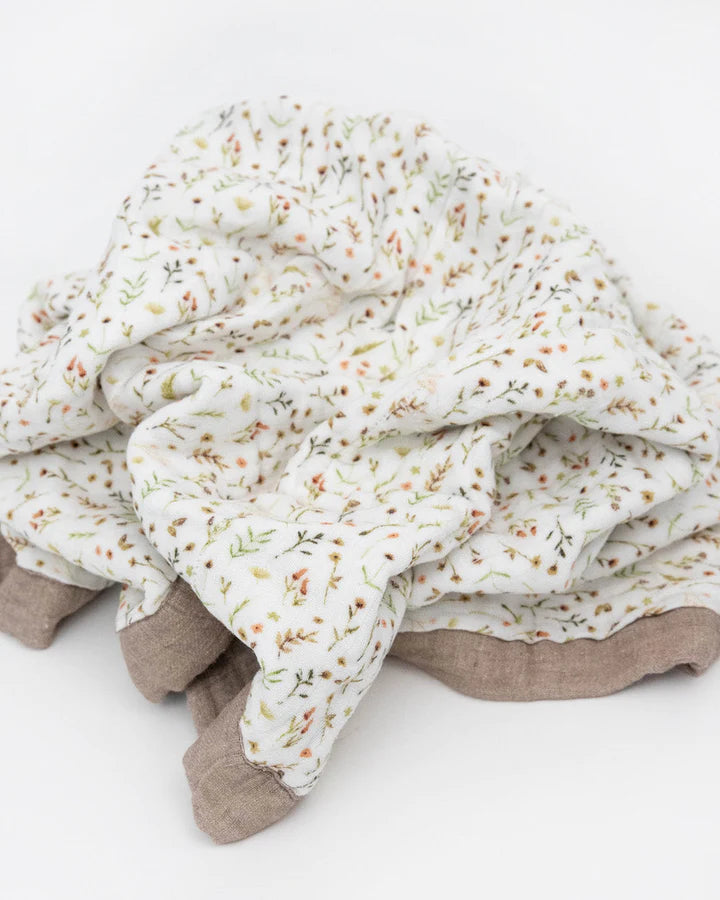 ORGANIC COTTON MUSLIN BABY QUILT - FLORAL FIELD