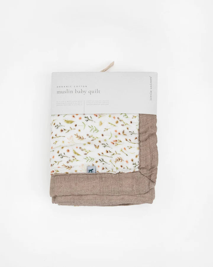 ORGANIC COTTON MUSLIN BABY QUILT - FLORAL FIELD