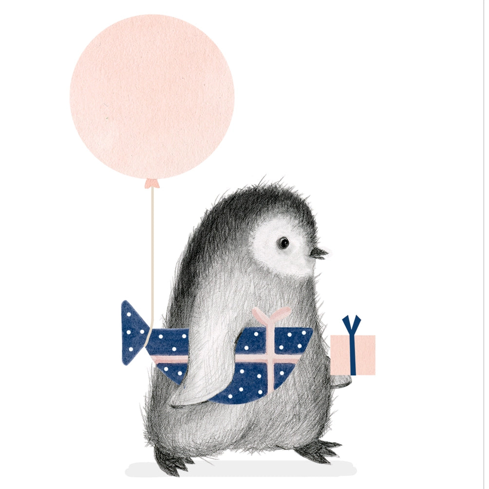 PENGUIN WITH WRAPPED FISH CARD