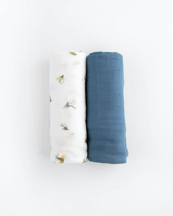 DELUXE MUSLIN SWADDLE BLANKET SET - GONE FISHING
